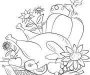 Coloriage El&eacute;ments de la nourriture de l'action de grace