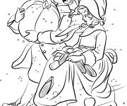 Coloriage Enfants p&egrave;lerins avec une citrouille pour l'action de gr&acirc;ce