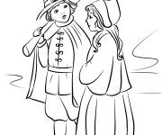 Coloriage Enfants p&egrave;lerins d&eacute;taill&eacute;