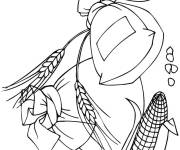 Coloriage &Eacute;pis de bl&eacute; et de ma&iuml;s nourriture action de gr&acirc;ce