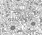Coloriage Fête de Remerciement avec les éléments de l'automne