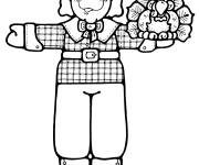 Coloriage Gar&ccedil;on p&egrave;lerin levant un dinde
