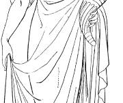 Coloriage Illustration d'une femme avec une corne d'abondance