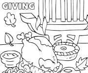 Coloriage Illustration du repas de l'Action De Gr&acirc;ce en couleurs