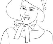 Coloriage Jolie fille portant un chapeau de p&egrave;lerin