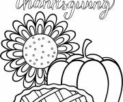 Coloriage Joyeux action de gr&acirc;ce Tarte &agrave; la citrouille