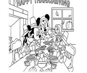Coloriage La famille de Mickey Mouse c&eacute;l&egrave;brent l'Action De Gr&acirc;ce