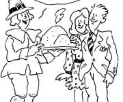 Coloriage La famille et la c&eacute;l&eacute;bration de l'action de Grace