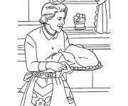 Coloriage et dessins gratuit La m&egrave;re a pr&eacute;par&eacute; la dinde de l'action de Grace à imprimer