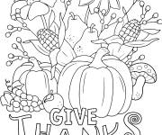 Coloriage L&eacute;gumes et citrouille pour Action De Gr&acirc;ce