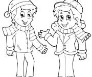 Coloriage Les enfants pendant une journ&eacute;e froide pour Action De Gr&acirc;ce