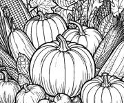Coloriage Les l&eacute;gumes populaires de l'Action De Gr&acirc;ce