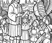 Coloriage Les Origins de la f&ecirc;te Action De Gr&acirc;ce