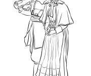 Coloriage Les P&egrave;lerins en costumes traditionnels en ligne