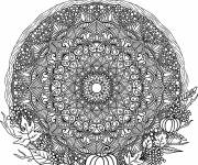 Coloriage Mandala complexe de l'action de grâce zentangle