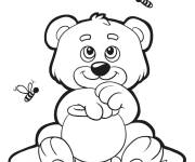 Coloriage Ourson et miel pendant Action De Gr&acirc;ce