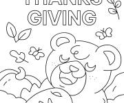 Coloriage Ourson mignon qui sourit pendant l'Action De Gr&acirc;ce