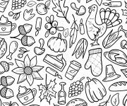 Coloriage Page complète de symboles de l'action de grâce