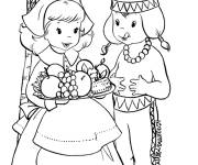 Coloriage P&egrave;lerin et indien enfants pour Action de Grace