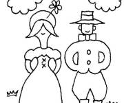 Coloriage P&egrave;lerins dessin&eacute; &agrave; la main