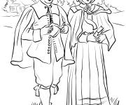 Coloriage Personnages P&egrave;lerins r&eacute;aliste