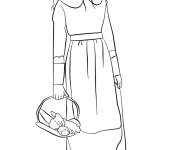 Coloriage Petite fille en costume d'une P&egrave;lerine