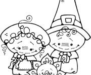 Coloriage Petits p&egrave;lerins pour enfants
