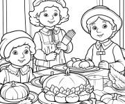 Coloriage Photo des enfants en raps de l'action de gr&acirc;ce