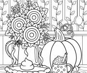 Coloriage Repas de l'action de grâce sur la table