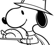 Coloriage et dessins gratuit Snoopy en Action de Gr&acirc;ces de bande anim&eacute; à imprimer