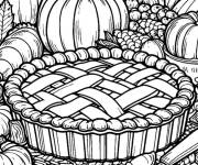 Coloriage Tarte et citrouille de l'Action De Gr&acirc;ce