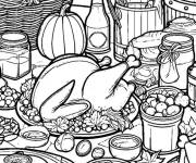 Coloriage Un diner si d&eacute;licieux en Action De Gr&acirc;ce