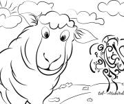 Coloriage Agneau dr&ocirc;le te souhait un A&iuml;d Moubarak