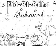 Coloriage A&iuml;d Adha Moubarak pour enfants