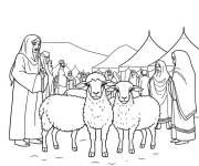 Coloriage A&iuml;d idhha Moubarak avec des agneaux