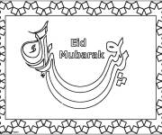 Coloriage A&iuml;d Moubarak en carte artistique