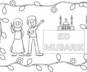 Coloriage C'est l'eid et c'est le temps de le c&eacute;l&eacute;brer
