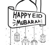 Coloriage et dessins gratuit Carte de joyeux A&iuml;d Moubarak avec des lampes à imprimer