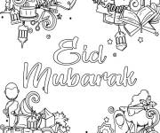 Coloriage Carte pour souhaiter Eid Mubarak