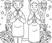Coloriage Carte sur le th&egrave;me de A&iuml;d Al Fitr Moubarak
