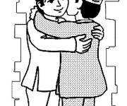 Coloriage Deux gar&ccedil;ons musulmanes se souhaitent un joyeux Eid