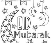 Coloriage E&iuml;d Moubarak &agrave; motif en croissant et en &eacute;toiles