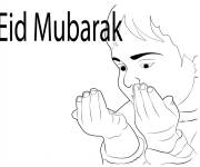 Coloriage Enfant musulman en priant pendant l'eid