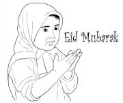 Coloriage Fille musulmane qui prie