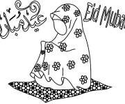 Coloriage Fille qui prie pour symboliser la f&ecirc;te