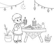 Coloriage Gacon met la lampe sur la table A&iuml;d Moubarak