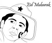 Coloriage Homme en chapeau pour f&ecirc;ter l'A&iuml;d Moubarak