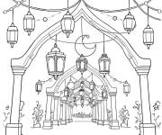 Coloriage Int&eacute;rieur du mosqu&eacute;e pendant le joyeux eid