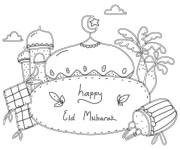 Coloriage et dessins gratuit Joyeux A&iuml;d Moubarak à imprimer
