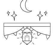 Coloriage et dessins gratuit Lampe et lune pour c&eacute;l&eacute;brer le Eid à imprimer
